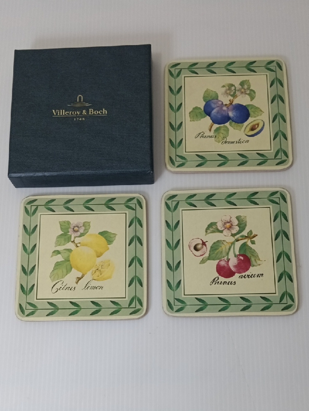 Vintage Villeroy & Boch French Garden Fleurence Corkback Coasters - Set of 3